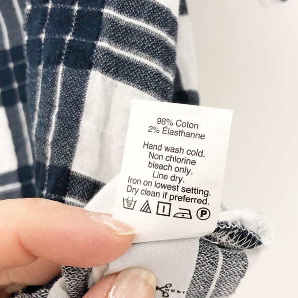 NWOT Madewell blue plaid cotton shirt tie front - Picture 7 of 8